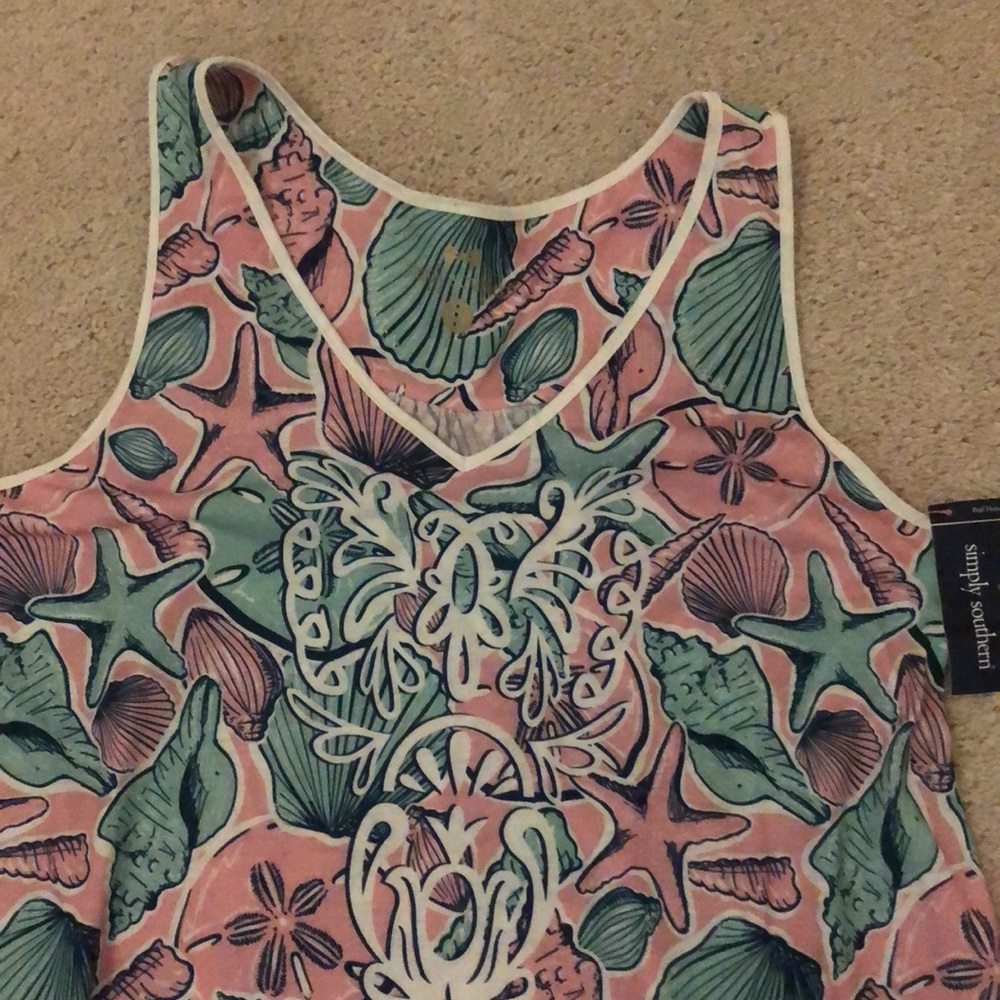 NWT Simply Southern Racer Tank Dress Shell Print Size Small - Picture 2 of 9